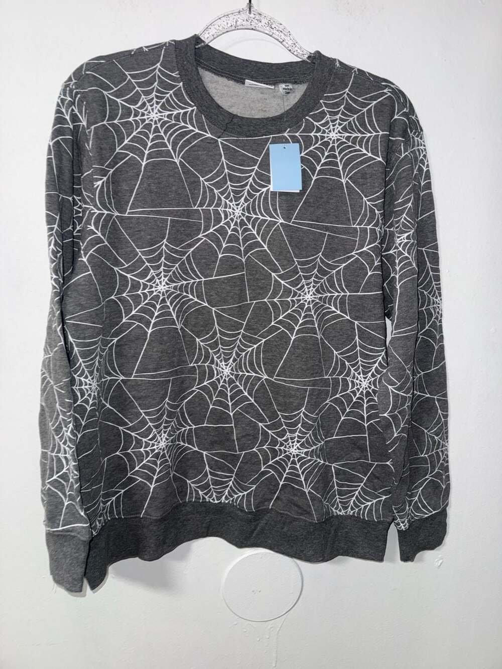 Doe Women's Spider Web Graphic Fleece Sweatshirt Charcoal Grey Size SM